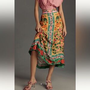 Farm Rio Heart Ivy Midi Skirt Size M